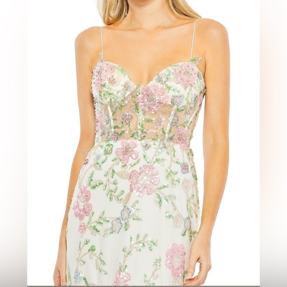 Mac Duggal 68180 Floral Beadwork Sheer Bodice Dress size 4 NEW $598 - Picture 5 of 17